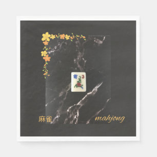 Serviette En Papier Napkin de mahjong floral orange