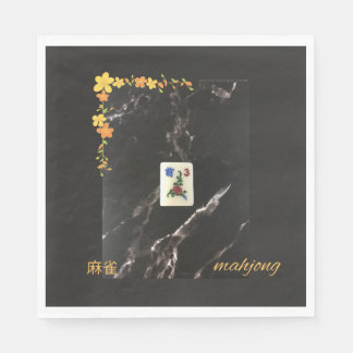 Serviette En Papier Napkin de mahjong floral orange