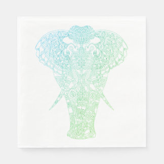 Serviette En Papier Napkin Eléphant Aura Vert
