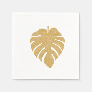 Serviette En Papier Napkin feuille or Tropical Monstera