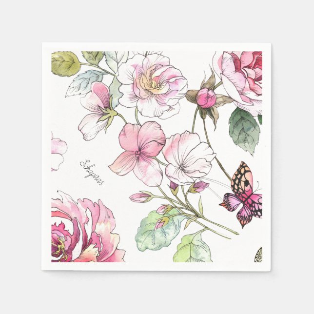 Serviette En Papier Napkin floral (Devant)