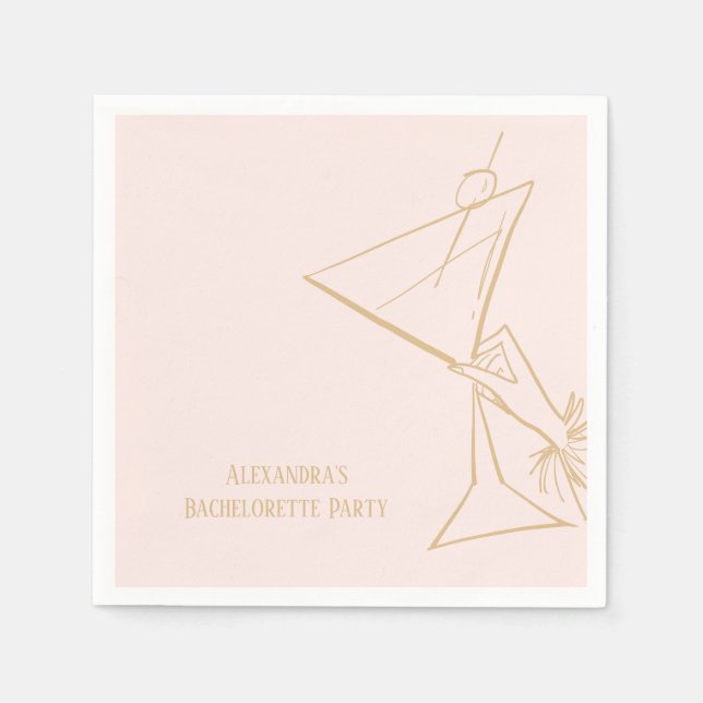 Serviette En Papier Napkin Gold Pink Bachelorte Party (Devant)