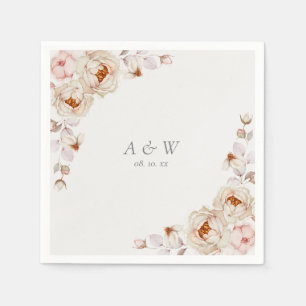 Serviette En Papier Napkin mariage avec pivoines et Roses