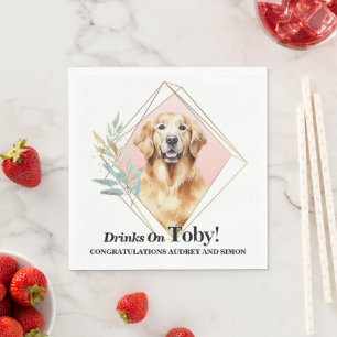 Serviette En Papier Napkin Mariage Golden Retriever avec Chiens Photo
