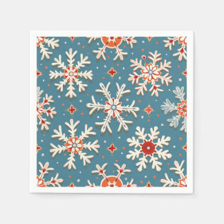 Serviette En Papier Napkin Motif Snowflake avec Arrière - plan bleu
