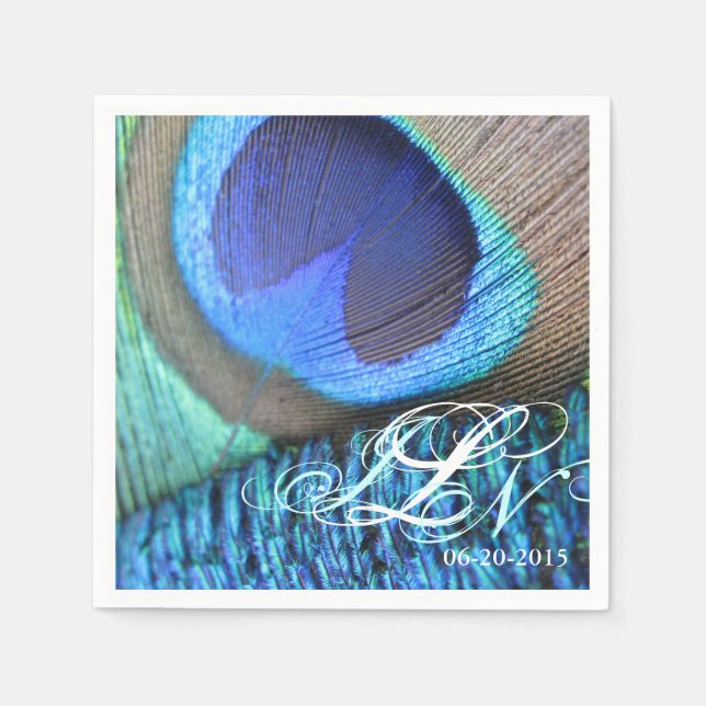Serviette En Papier Napkin Peacock Feather (Devant)