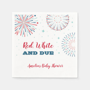 Serviette En Papier Napkin rouge, blanc et Baby shower dû