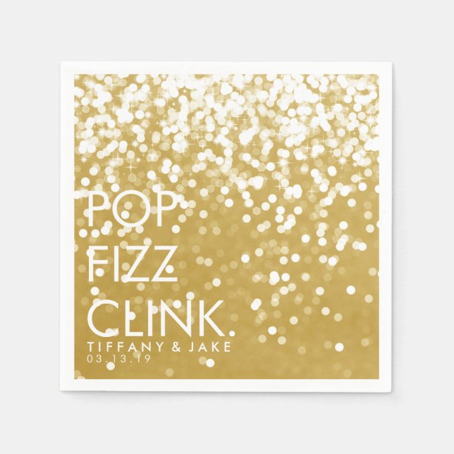 Serviette En Papier Napkin - Sparkling Pop Fizz Clink Gold (Devant)