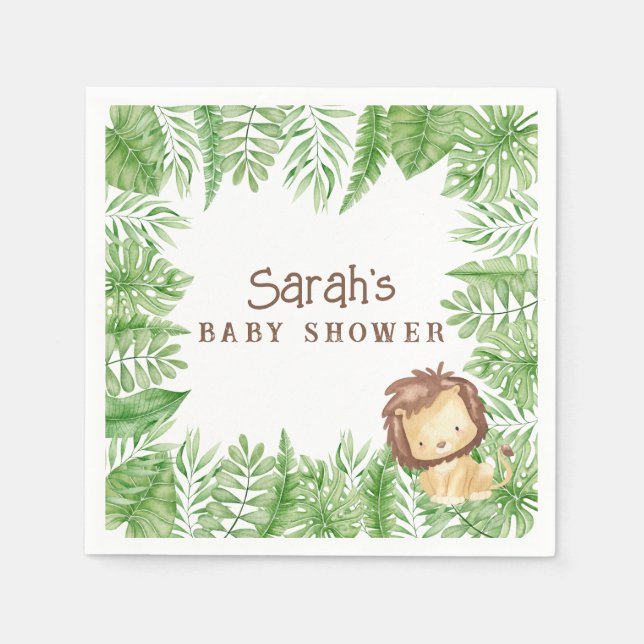Serviette En Papier Napkins Baby shower Leo Safari (Devant)