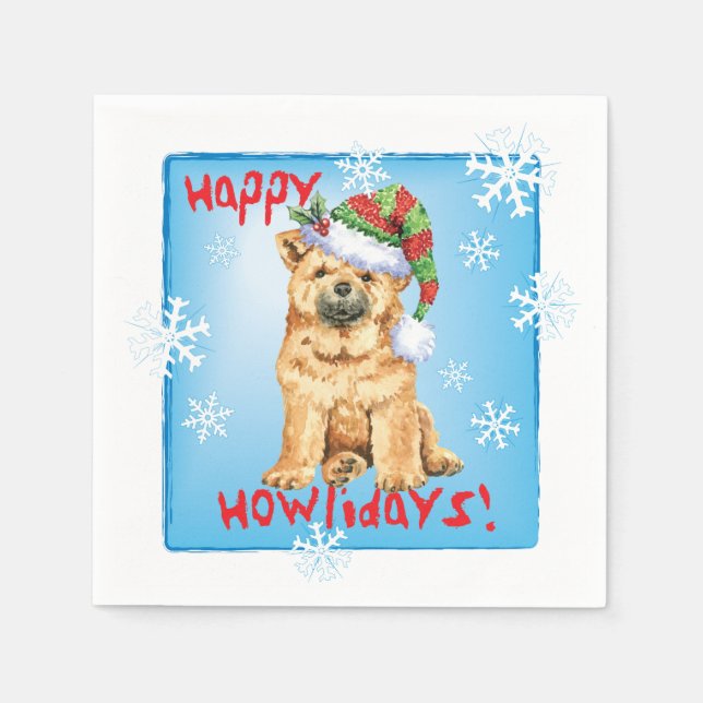 Serviette En Papier Napkins Chow Chow de Noël (Devant)