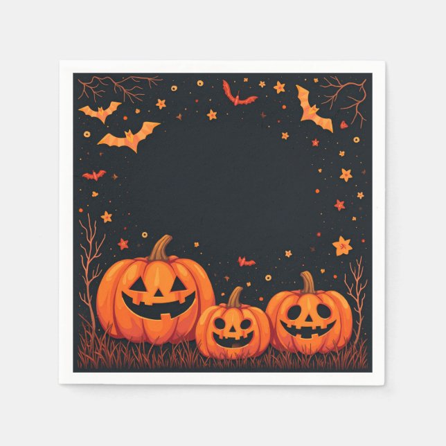 Serviette En Papier Napkins Citrouille d'Halloween (Devant)