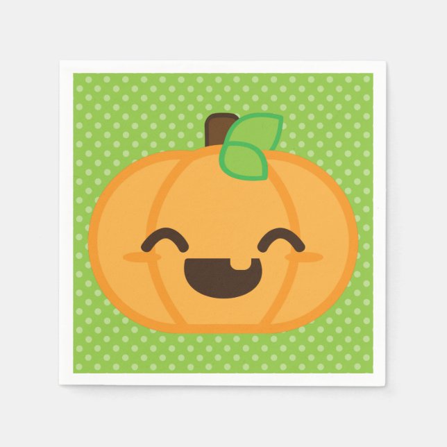 Serviette En Papier Napkins Citrouille Kawaii Jack-o'-lantern (Devant)
