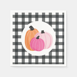Serviette En Papier Napkins Citrouilles roses d'Halloween noir
