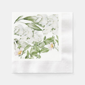 SERVIETTE EN PAPIER NAPKINS D'ART FLORAL BLANC BRITANNIQUE