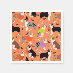 Serviette En Papier Napkins de berger australien d'Halloween
