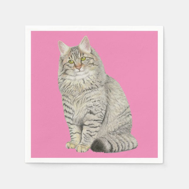 Serviette En Papier Napkins de chat de Maine (Devant)