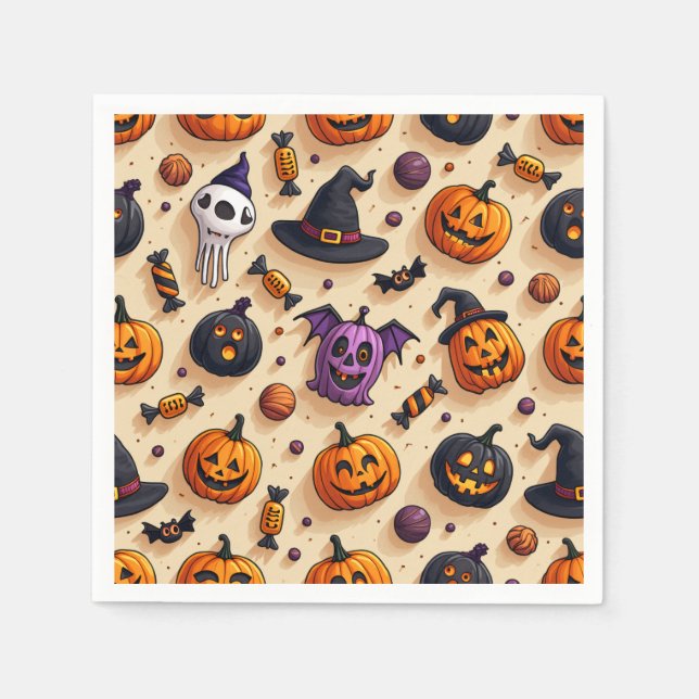 Serviette En Papier Napkins de fête d'Halloween (Devant)