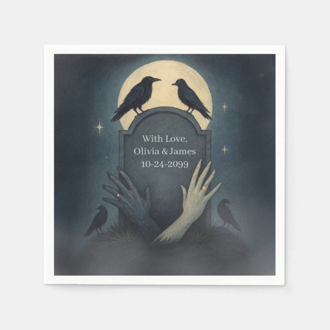 Serviette En Papier Napkins éffrayant Mariage Zombie Romance (Devant)