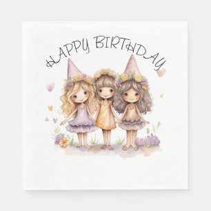 Serviette En Papier Napkins Fairy Anniversaire