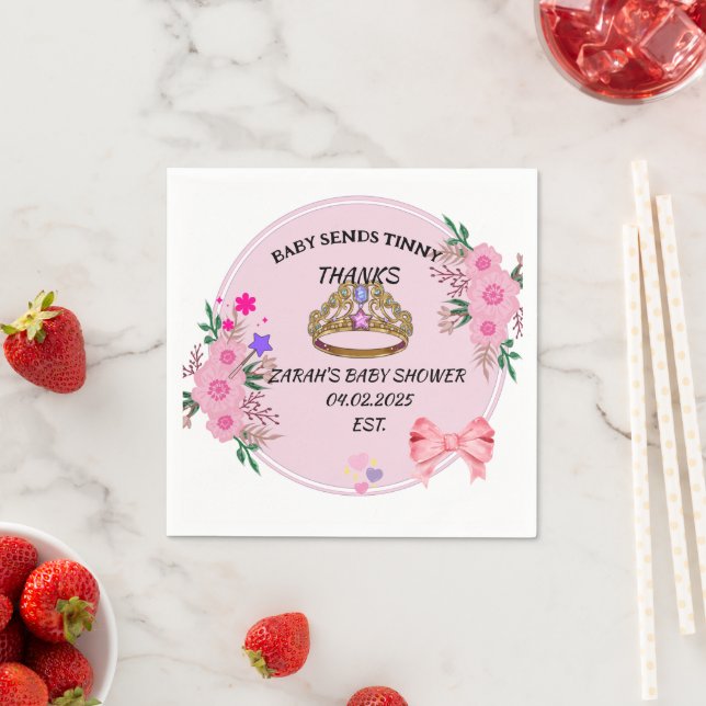 Serviette En Papier NAPKINS FLORAUX ROSE baby shower (En situation)