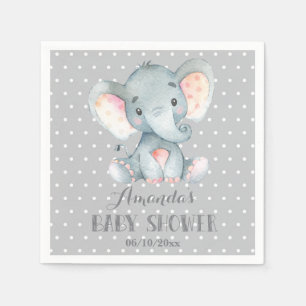Serviette En Papier Napkins gris Baby shower éléphant