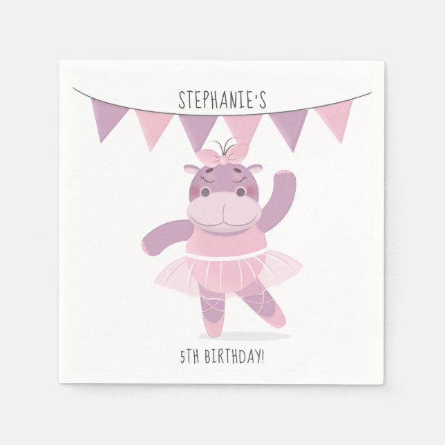 Serviette En Papier Napkins Hippo Ballerina (Devant)