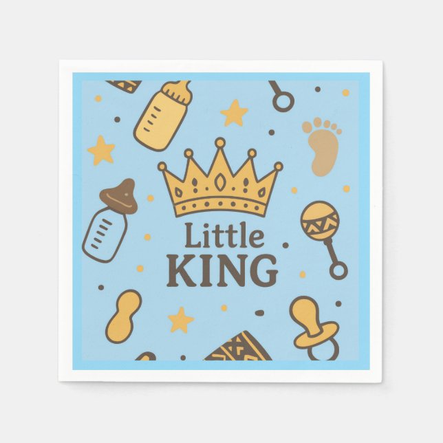 Serviette En Papier Napkins Little King Baby shower (Devant)