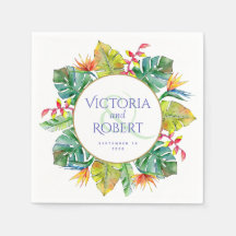 Napkins mariage | Aquarelle tropicale florale