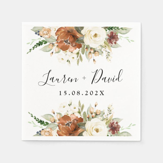 Serviette En Papier Napkins Mariage floral d'automne (Devant)