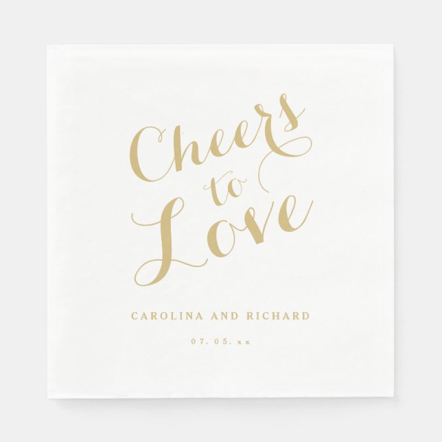 Serviette En Papier Napkins mariage | L'or à l'amour (Devant)