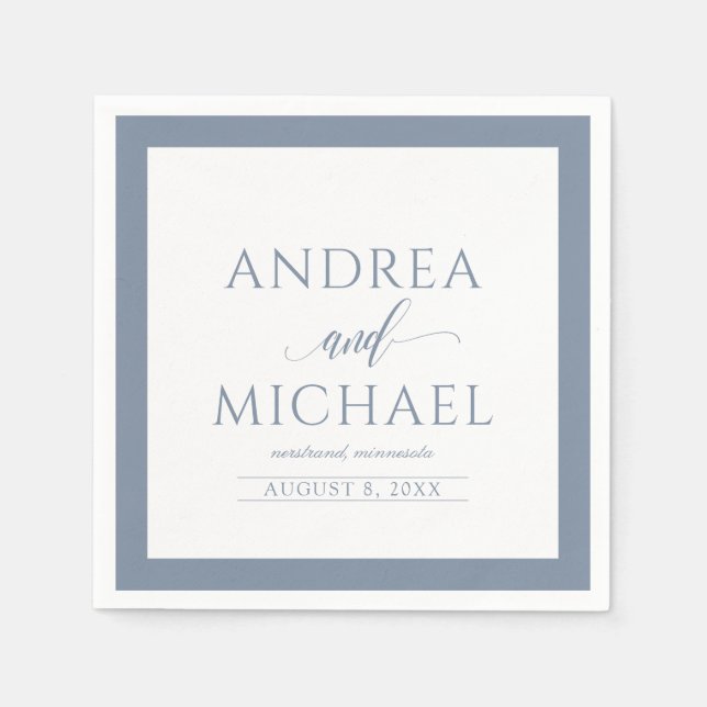 Serviette En Papier Napkins mariage | Luxe Calligraphie (Dusty Blue) (Devant)