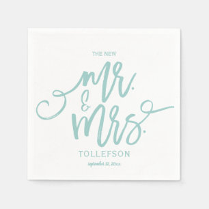 Serviette En Papier Napkins mariage   Script de brosse (Turquoise clai