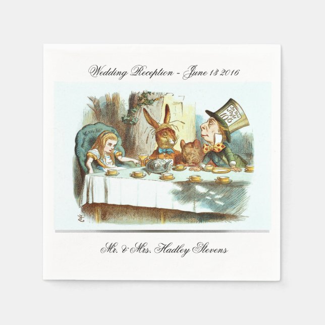Serviette En Papier NAPKINS mariages -ALICE IN WONDERLANDS THÉ PARTY- (Devant)