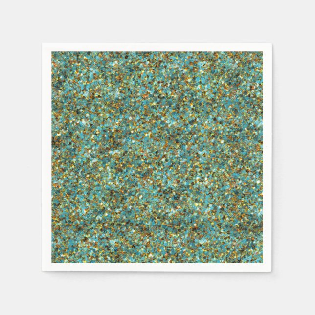 Serviette En Papier NAPKINS Parties scintillant-PAPIER Turquoise-Gold (Devant)