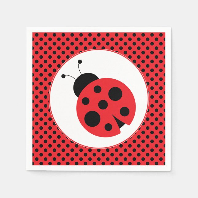 Serviette En Papier Napkins Polkadot Ladybug Party (Devant)