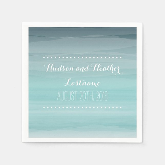 Serviette En Papier Napkins turquoise Ombre Mariage (Devant)