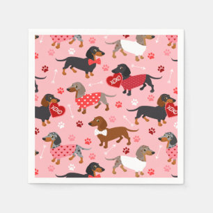 Serviette En Papier Napkins Valentine Dachshund