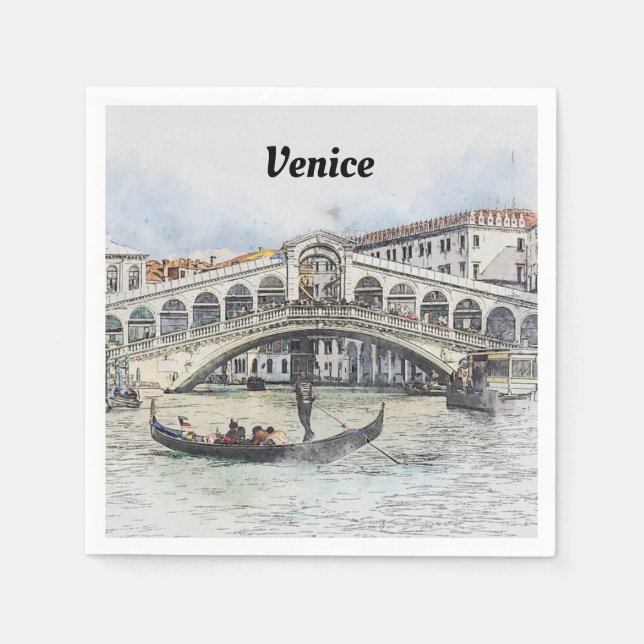 Serviette En Papier Napkins Venice Italie Party (Devant)
