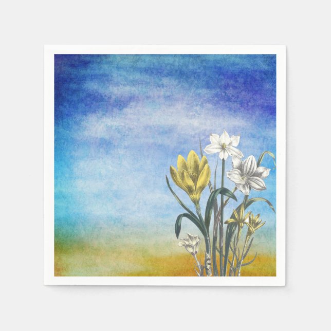 Serviette En Papier Naples à fleurs aquarelles (Devant)