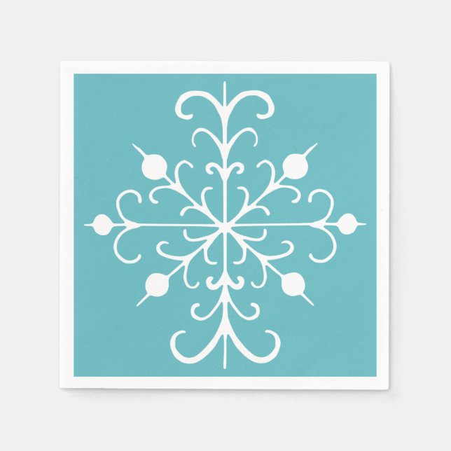 Serviette En Papier Naples Aqua Snowflake (Devant)