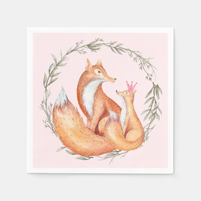 Serviette En Papier Naples Baby shower Fox (Devant)