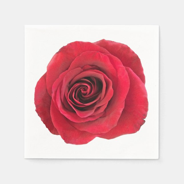 Serviette En Papier Naples blanches personnalisées Rose rouge (Devant)