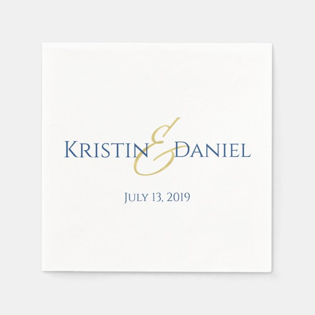 Serviette En Papier Naples bleu et or (Devant)