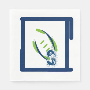 Serviette En Papier Naples bleu et vert Luuncheon - Splash Initial