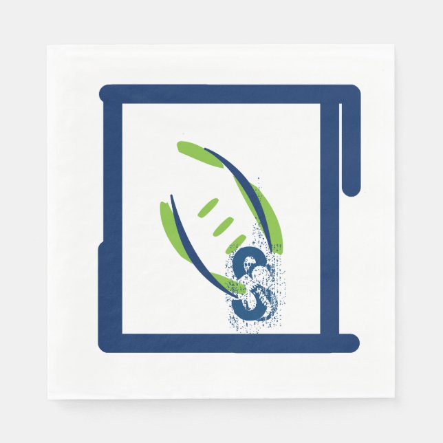 Serviette En Papier Naples bleu et vert Luuncheon - Splash Initial (Devant)
