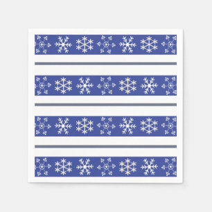 Serviette En Papier Naples Blue and White Snowflake