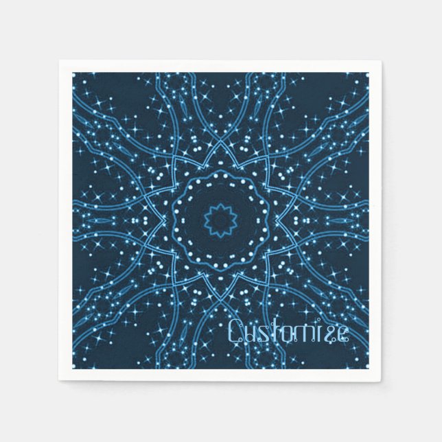 Serviette En Papier Naples Blue Galaxy Stars (Devant)