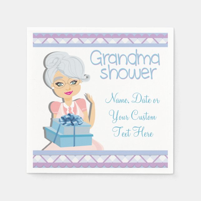 Serviette En Papier Naples Blue Grandma Baby shower Party (Devant)