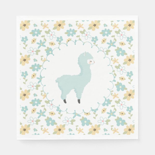 Serviette En Papier Naples Blue Little Llama (Devant)