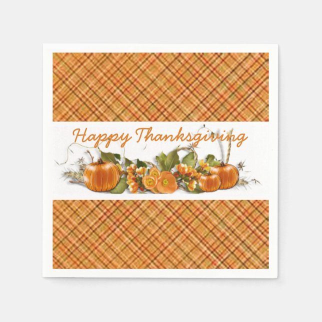 Serviette En Papier Naples bon thanksgiving Plaid (Devant)